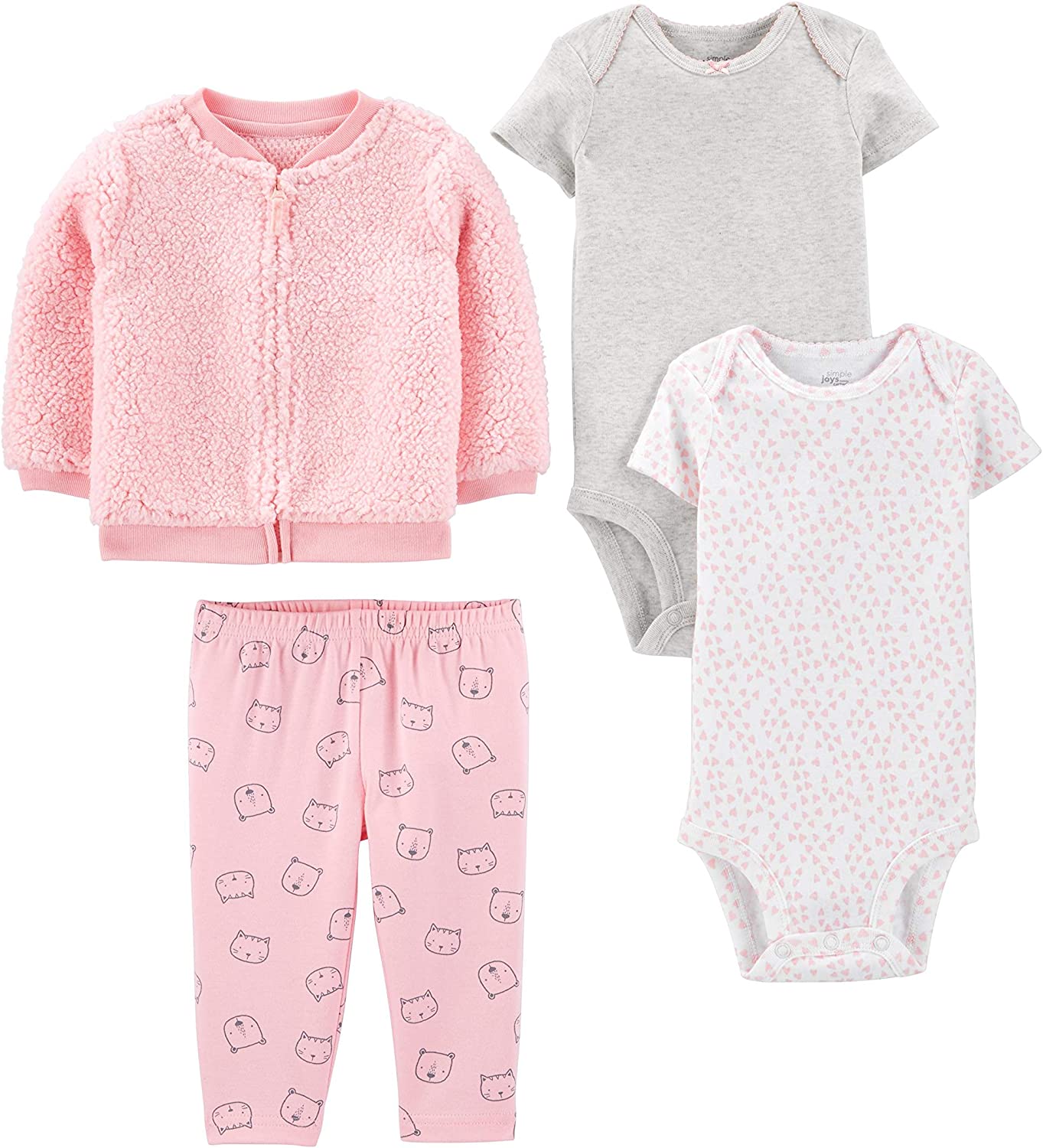 Simple Joys by Carter's Baby Girls' 4-Piece Jacket, Pant, and Bodysuit Set - Image 1